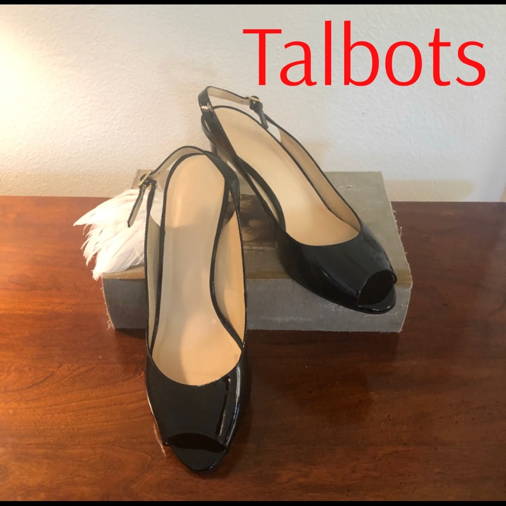 Talbots Peep Toe Sling Back Pumps Black